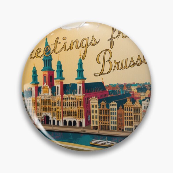 Item preview, Greetings from Brussels Vintage Travel Retro Postcard Design designed and sold by TravelPostcardGems.