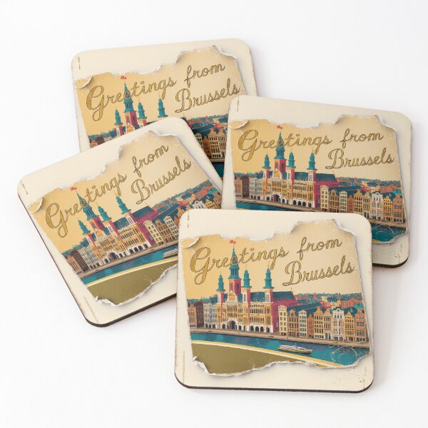 Item preview, Greetings from Brussels Vintage Travel Retro Postcard Design designed and sold by TravelPostcardGems.