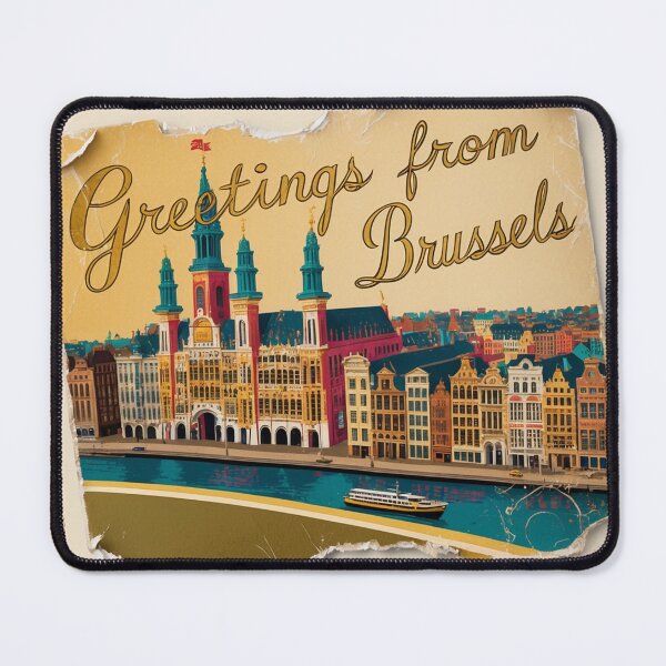 Item preview, Greetings from Brussels Vintage Travel Retro Postcard Design designed and sold by TravelPostcardGems.