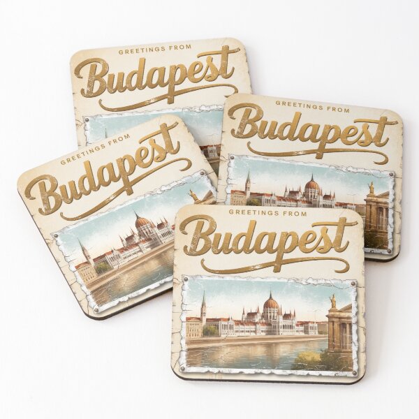 Item preview, Greetings from Budapest Vintage Travel Retro Postcard Design designed and sold by TravelPostcardGems.