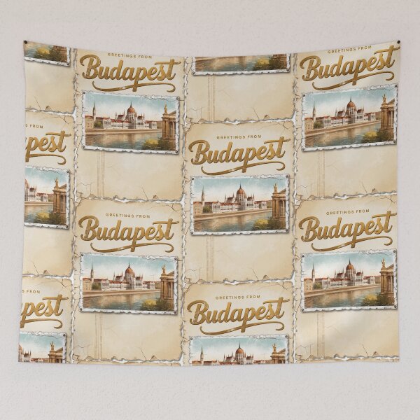 Item preview, Greetings from Budapest Vintage Travel Retro Postcard Design designed and sold by TravelPostcardGems.