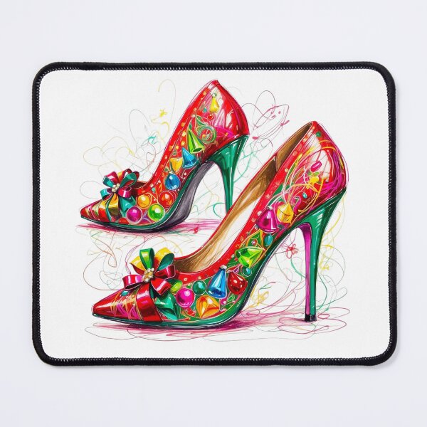 Item preview, FESTIVE BEJEWELED RIBBON BOW RED PUMPS HOLIDAY NEW YEARS ART designed and sold by Arts4U.