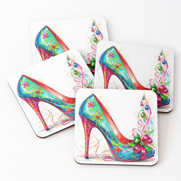Item preview, COLORFUL DECORATED BOW PUMPS HIGH HEELS FESTIVE ART designed and sold by Arts4U.