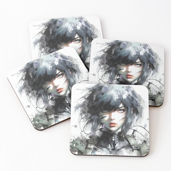 Item preview, Motoko Kusanagi Ghost in the shell watercolour illustration designed and sold by spankyspangler.