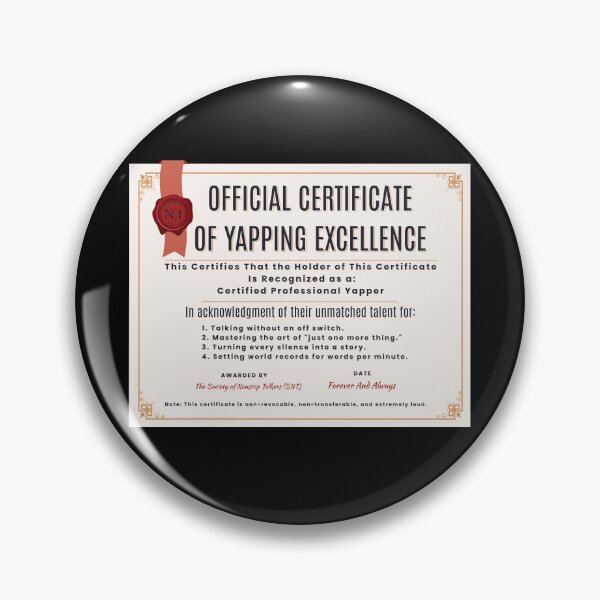 Item preview, Funny Official Certificate Of Yapping Excellence | Yapper | Professional Yapper designed and sold by HosvPrint .s.