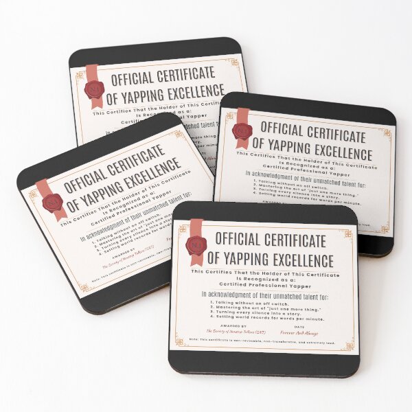 Item preview, Funny Official Certificate Of Yapping Excellence | Yapper | Professional Yapper designed and sold by HosvPrint .s.