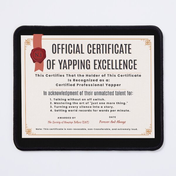 Item preview, Funny Official Certificate Of Yapping Excellence | Yapper | Professional Yapper designed and sold by HosvPrint .s.