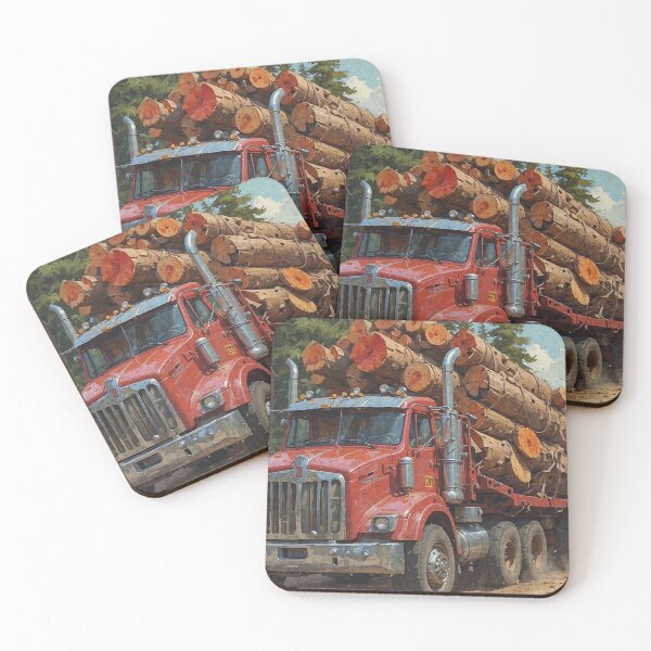 Item preview, Red Logging Truck in the Mountains designed and sold by Skye Ryan-Evans.