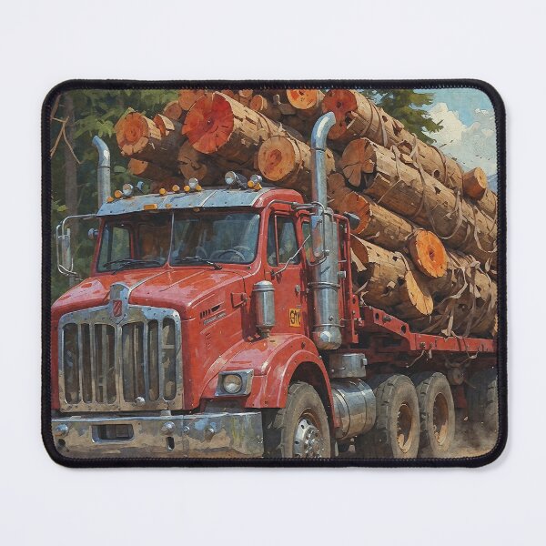 Item preview, Red Logging Truck in the Mountains designed and sold by Skye Ryan-Evans.