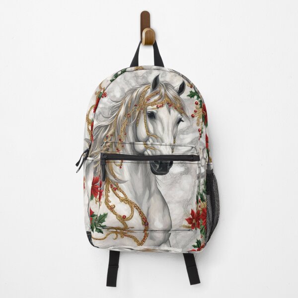 Item preview, White Horse White Mane Marbled Background Christmas Decoration designed and sold by Ciervo Primavera.