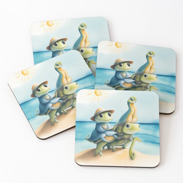 Item preview, Turtle, Frog, Snake, Seahorse Critters on an Ocean Beach designed and sold by Twittlefish.