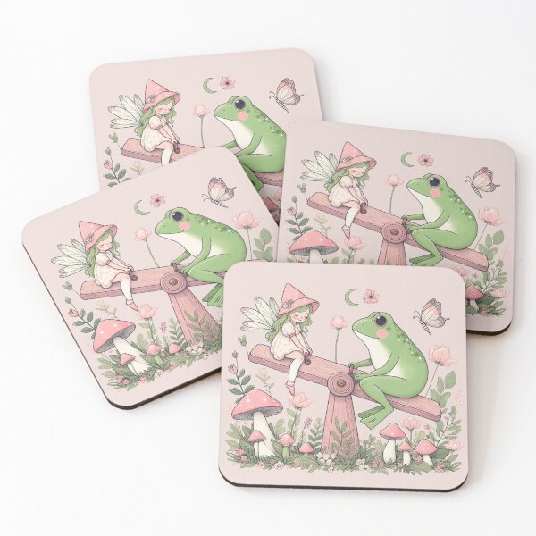 Item preview, Cute frog with a green haired fairy playing seesaw, faiycore design designed and sold by coloursforkids.