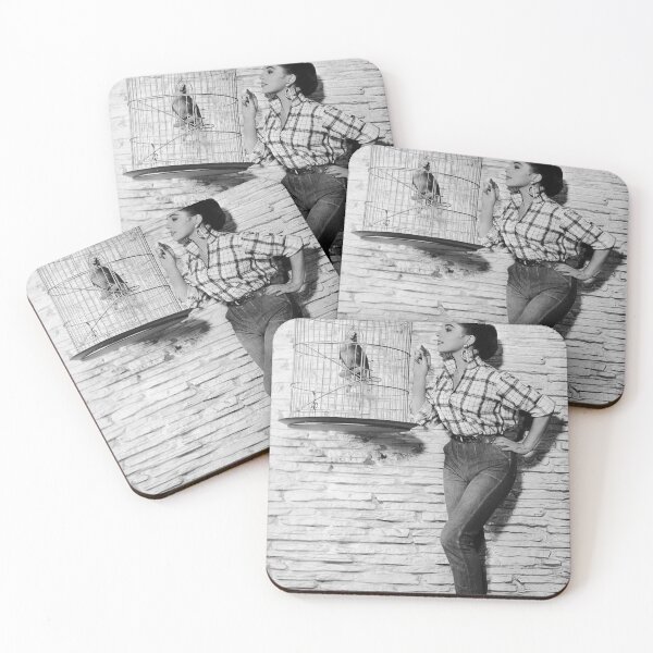 Item preview, Black and White fashion photography - Joan Collins Feeding parrot designed and sold by HoneymoonHotel.