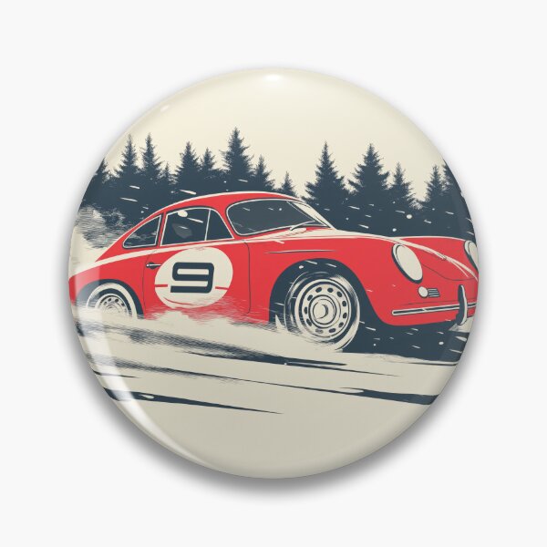 Item preview, Vintage red Porsche 356 Rally Car Dashing Through The Snow designed and sold by blackdogshop.