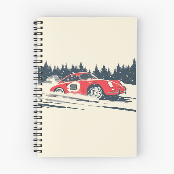 Item preview, Vintage red Porsche 356 Rally Car Dashing Through The Snow designed and sold by blackdogshop.