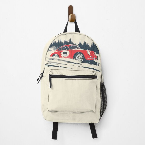 Item preview, Vintage red Porsche 356 Rally Car Dashing Through The Snow designed and sold by blackdogshop.