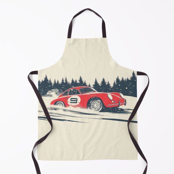 Item preview, Vintage red Porsche 356 Rally Car Dashing Through The Snow designed and sold by blackdogshop.
