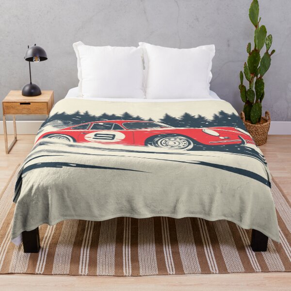 Item preview, Vintage red Porsche 356 Rally Car Dashing Through The Snow designed and sold by blackdogshop.