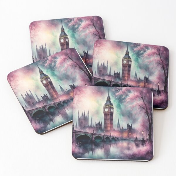 Item preview, Mystic London with an  iconic scene of the Big Ben, the British Parliament building and the river Thames, foggy as a classic England scene should be foggy designed and sold by Coolparrotgirl.