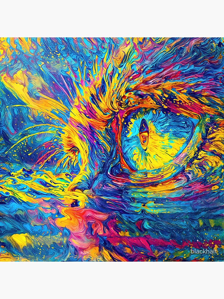 Thumbnail 3 of 3, Sticker, Vivid Abstracts: Eye-Catching Colorful Swirls designed and sold by blackhalt.