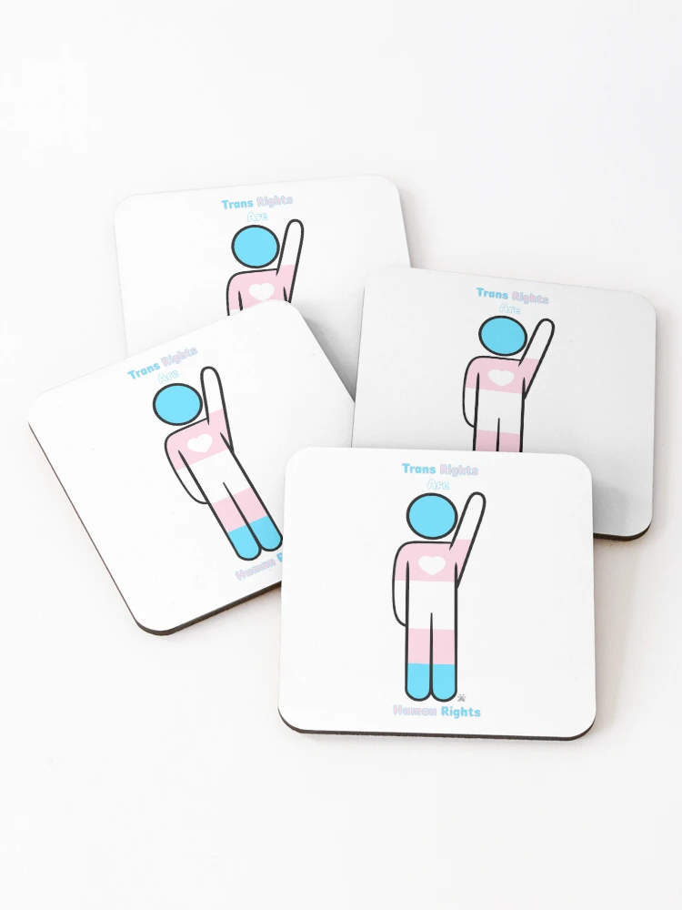 Thumbnail 1 of 5, Coasters (Set of 4), Trans Rights are Human Rights designed and sold by Kitramina’s Shop.