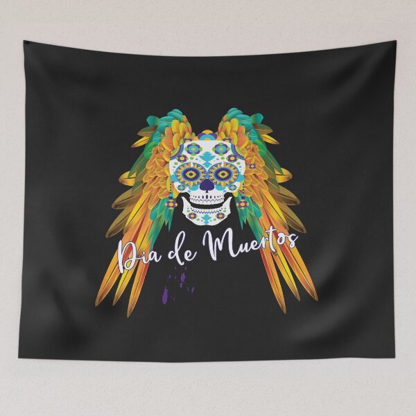 Item preview, Dia de Muertos - Day of the Dead Skull and Feathered Wings designed and sold by Jecolds.
