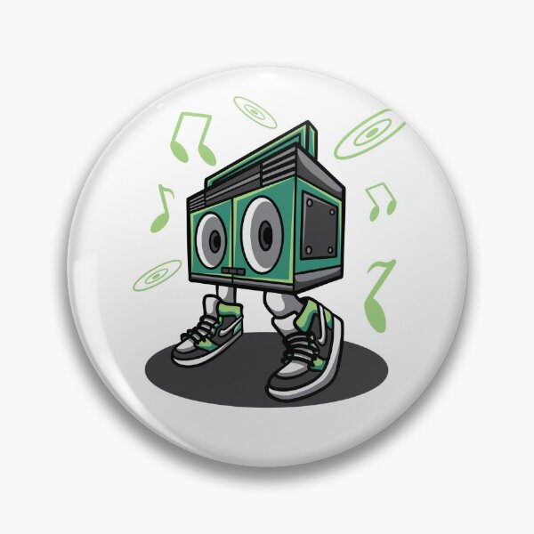 Item preview, Funky Boombox Character: Retro Music Vibes in Sneakers with Animated Notes designed and sold by SpotWarehouse.
