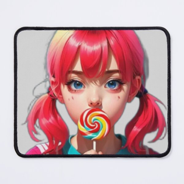 Item preview, Chica de anime juguetona con piruleta - Deleite de cabello rosa designed and sold by gadgetplays.