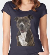 Pit Bull Terrier Oil Painting Style Women's Fitted Scoop T-Shirt
