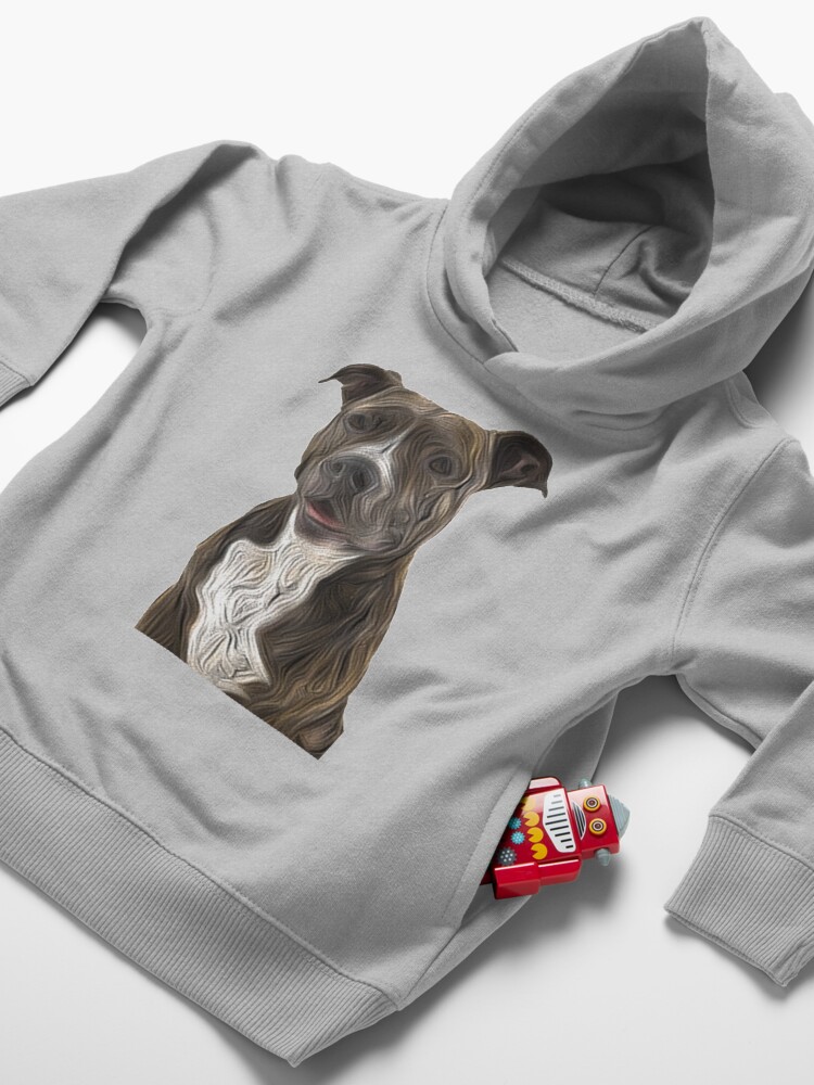 Alternate view of Pit Bull Terrier Oil Painting Style Toddler Pullover Hoodie