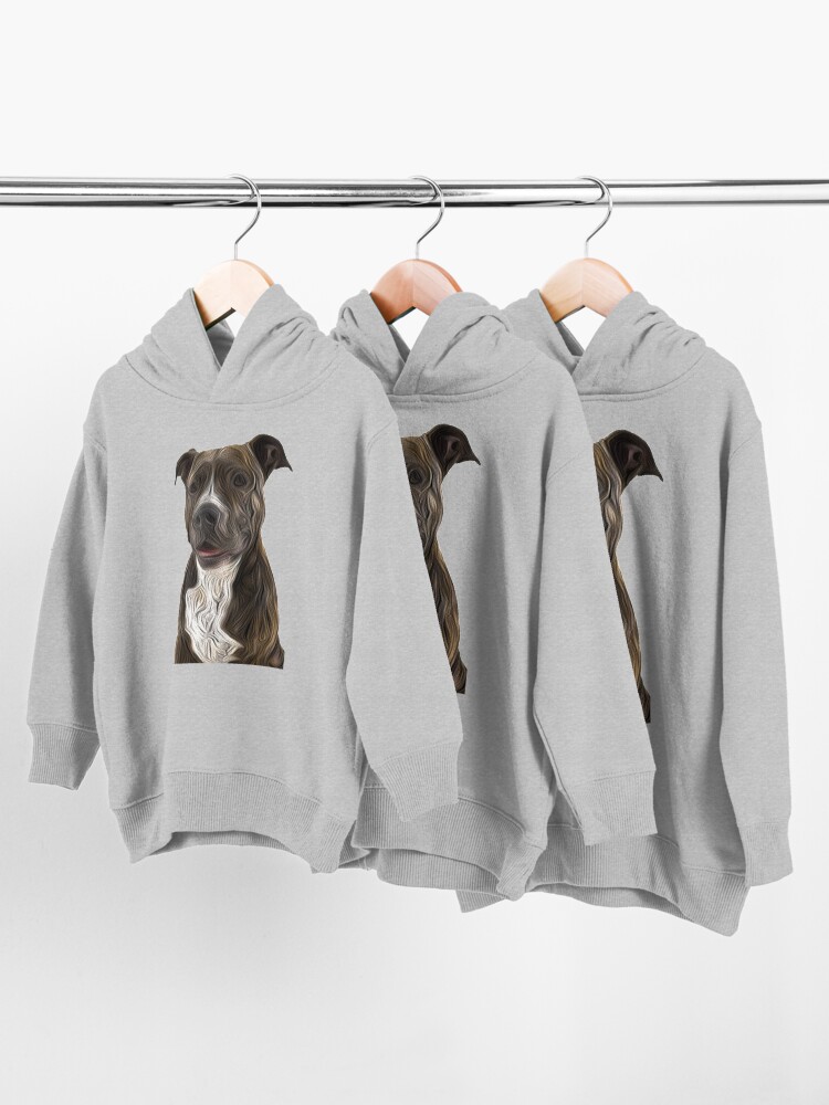 Alternate view of Pit Bull Terrier Oil Painting Style Toddler Pullover Hoodie