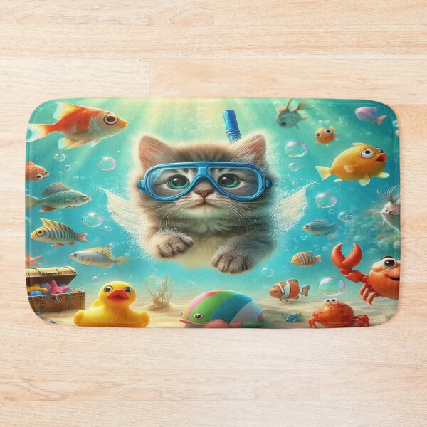 Item preview, Underwater Adventure: Cute Kitten Swimming  designed and sold by Naomi Gutierrez Parrish.