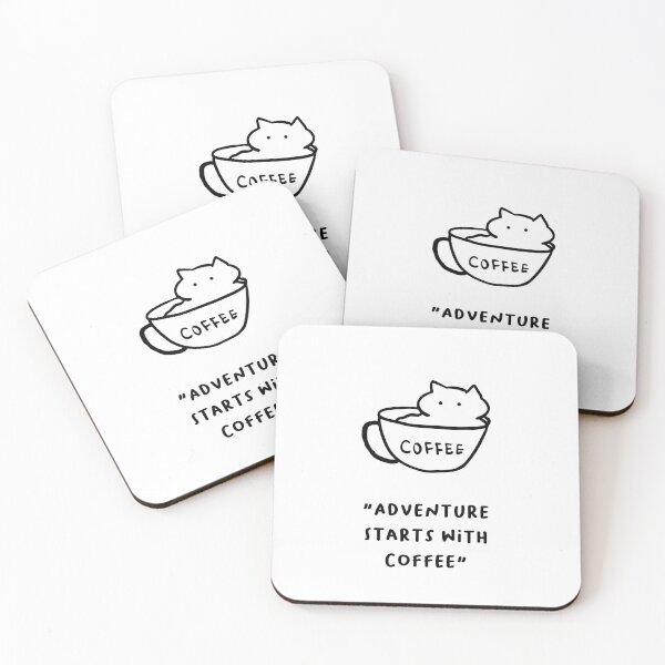 Item preview, Adventure Starts with Coffee – Adorable Cat Coffee Design designed and sold by RM-Journey.