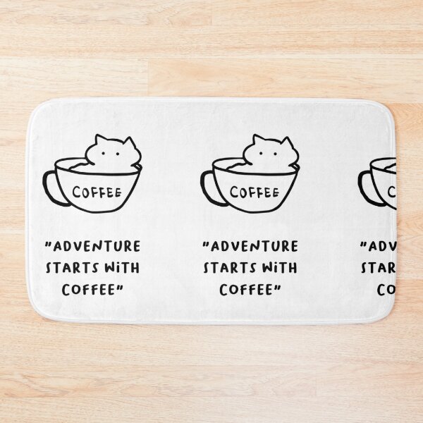 Item preview, Adventure Starts with Coffee – Adorable Cat Coffee Design designed and sold by RM-Journey.
