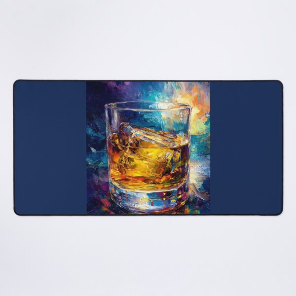 Item preview, Amber Reflections - Whiskey with Ice in a Swirling Abstract Scene in a Dramatic Interplay of Warmth and Color designed and sold by OlfactoART Studio.