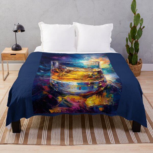 Item preview, Amber Reflections - Whiskey with Ice in a Swirling Abstract Scene in a Dramatic Interplay of Warmth and Color designed and sold by OlfactoART Studio.