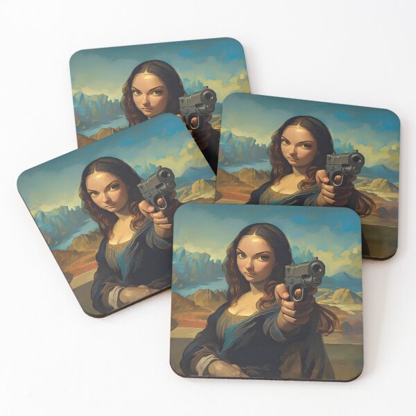 Item preview, Angry Mona Lisa with gun designed and sold by obstinator.
