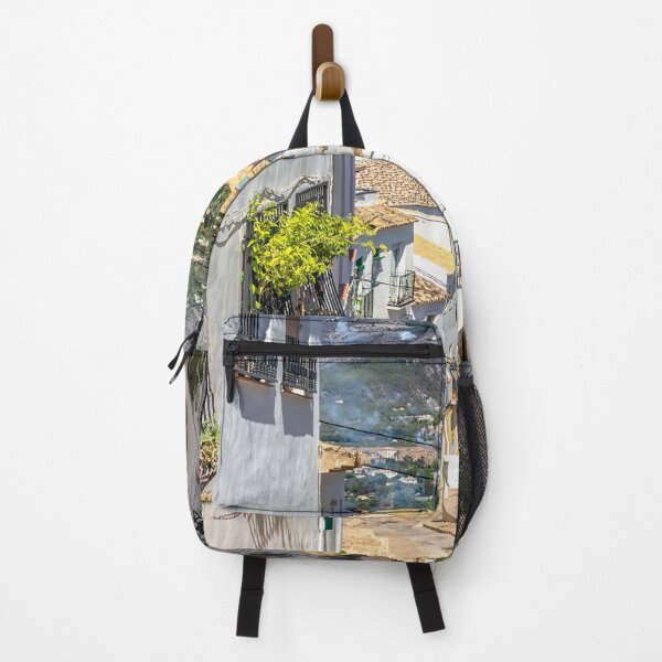 Item preview, View down a narrow street with mountains in the background, Altea, Costa Blanca, Spain designed and sold by Kevin Hellon.