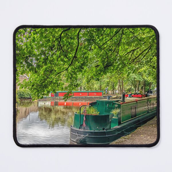 Item preview, Canal boats moored in Uppermill canal basin on the HUddersfield Narrow Canal, Oldham, England, UK designed and sold by Kevin Hellon.