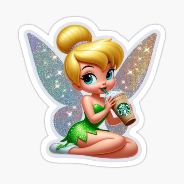 Item preview, ✨ Tinkerbell's with Starbucks Sparkle & Holographic Art Print ✨ designed and sold by Jhoane.