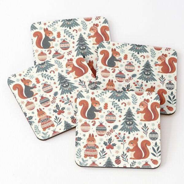 Item preview, Festive Christmas Squirrel Pattern with Holiday Decorations designed and sold by CitrineLinker.