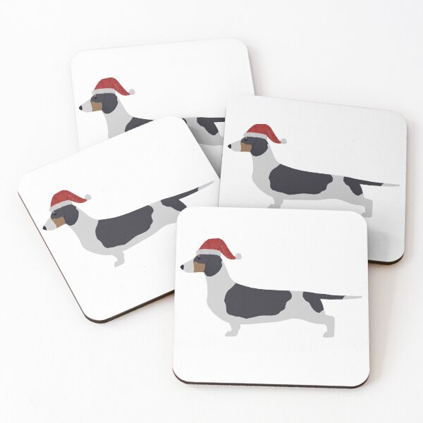 Item preview, Christmas Dachshund Piebald Santa Hat designed and sold by Spinyflowerart.