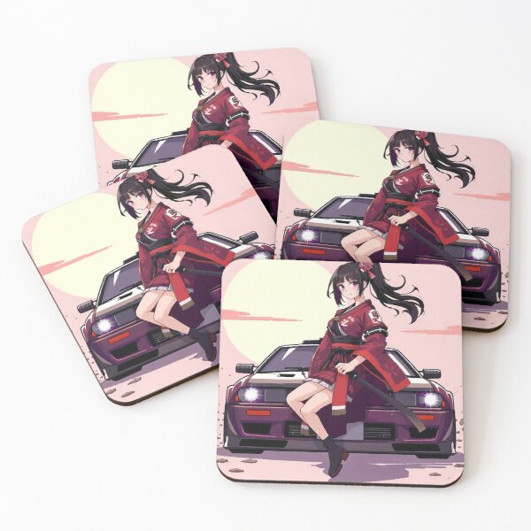 Aperçu de l'œuvre Guerrière samouraï JDM Manga art Anime Drift Car Tokyo spoiler rose tuner créée et vendue par tshirtart2024.