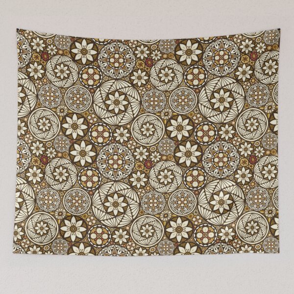 Item preview, Pacific Millefiori Festive floral gold with red & cream designed and sold by AprilAppleArt.