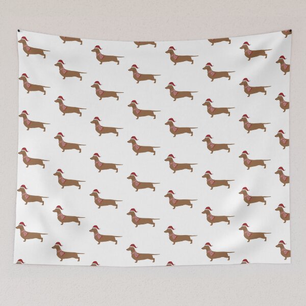 Item preview, Red Dachshund Christmas Santa Hat Scarf designed and sold by Spinyflowerart.