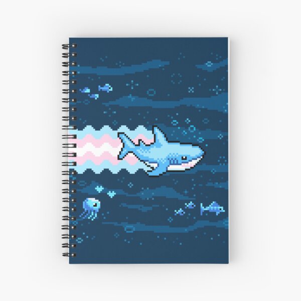 Item preview, Under the Sea Trans Flag Shark Pixel Art designed and sold by HeatherUnderground.