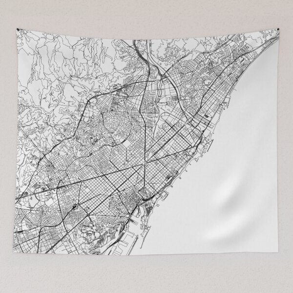 Item preview, Barcelona White Map designed and sold by multiplicitymap.