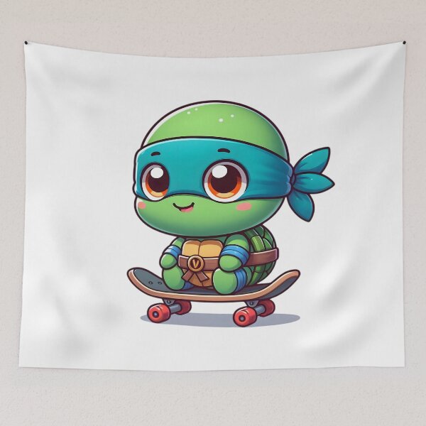 Item preview, Cute Baby TMNT Ninja Turtle Leonardo Skateboarding designed and sold by Delamoon.