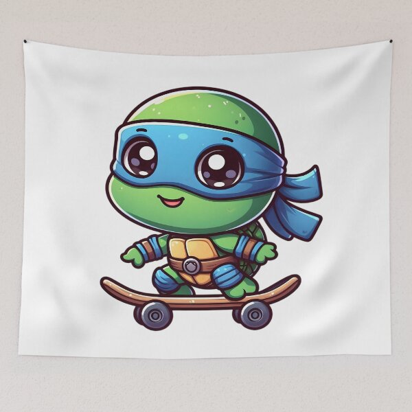 Item preview, Cute Baby TMNT Ninja Turtle Leonardo Skateboarding designed and sold by Delamoon.