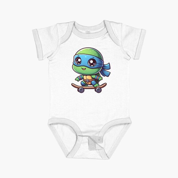 Item preview, Cute Baby TMNT Ninja Turtle Leonardo Skateboarding designed and sold by Delamoon.